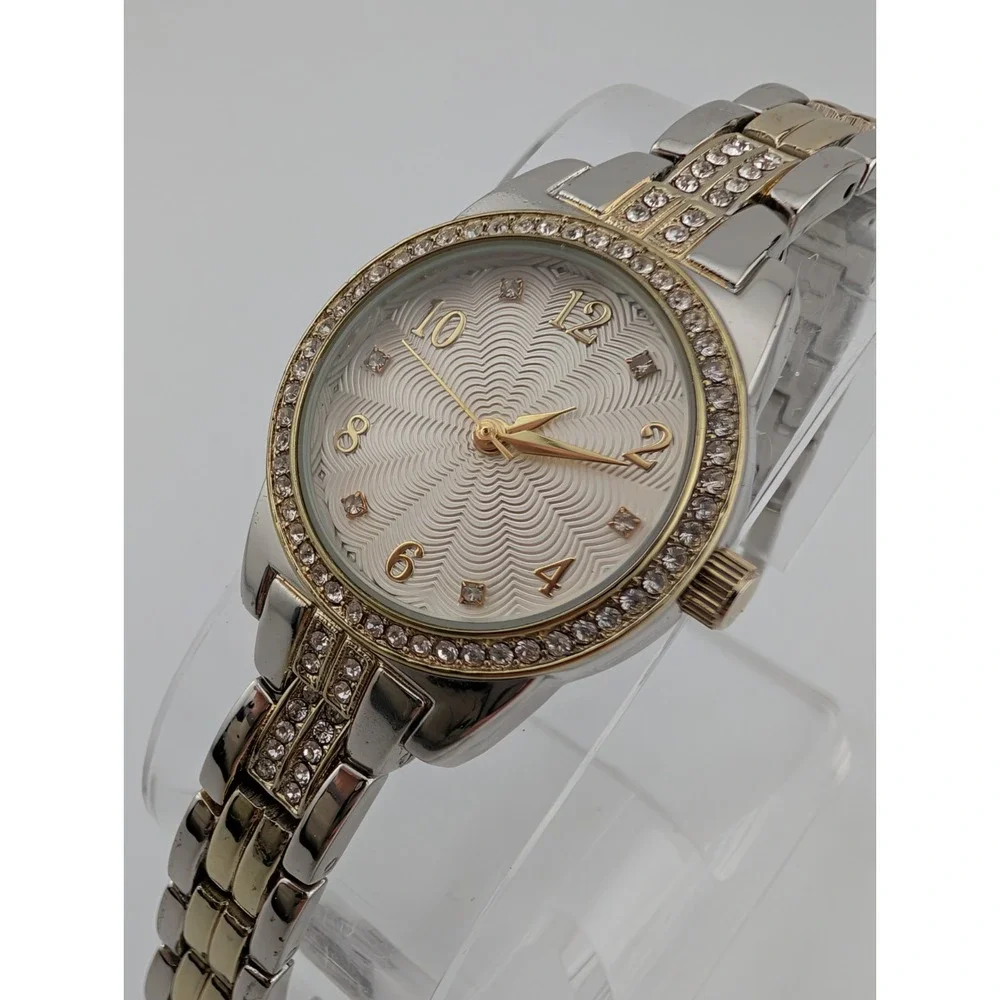 Women's Quartz Watch 27mm Case Rhinestone Bezel‎ Two Tone 7